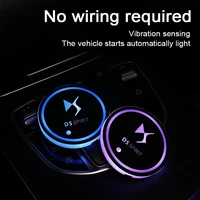7 colors led atmosphere light luminous car logo water coaster for ds 5 5ls 4 4s 6 7 9 auto accessories