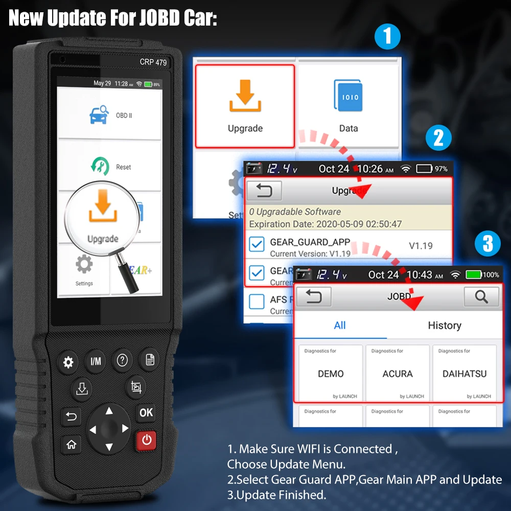 LAUNCH CRP479 OBD2 сканер Профессиональный ABS EPB DPF Сброс масла считыватель кодов EOBD OBD