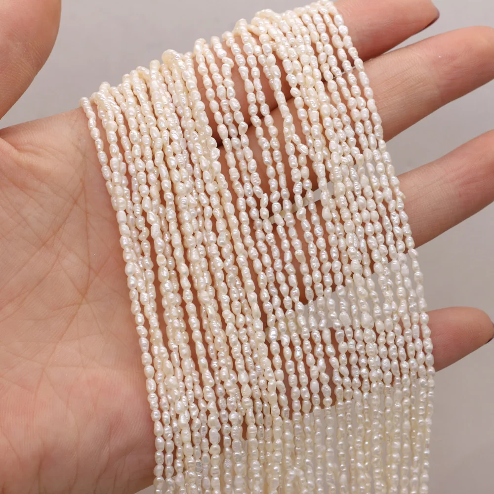 1.8-2mm Natural Freshwater Pearl Beads Irregular Punch White Pearls DIY Elegant Necklace Bracelet Making Jewelry Findings 14''