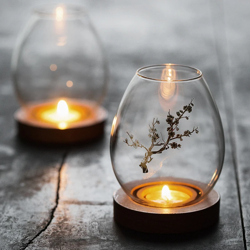 

Деревянный стеклянный подсвечник, подарок, современные подсвечники маленького размера, Свадебный винтажный стол, оформление стола, DL60ZT