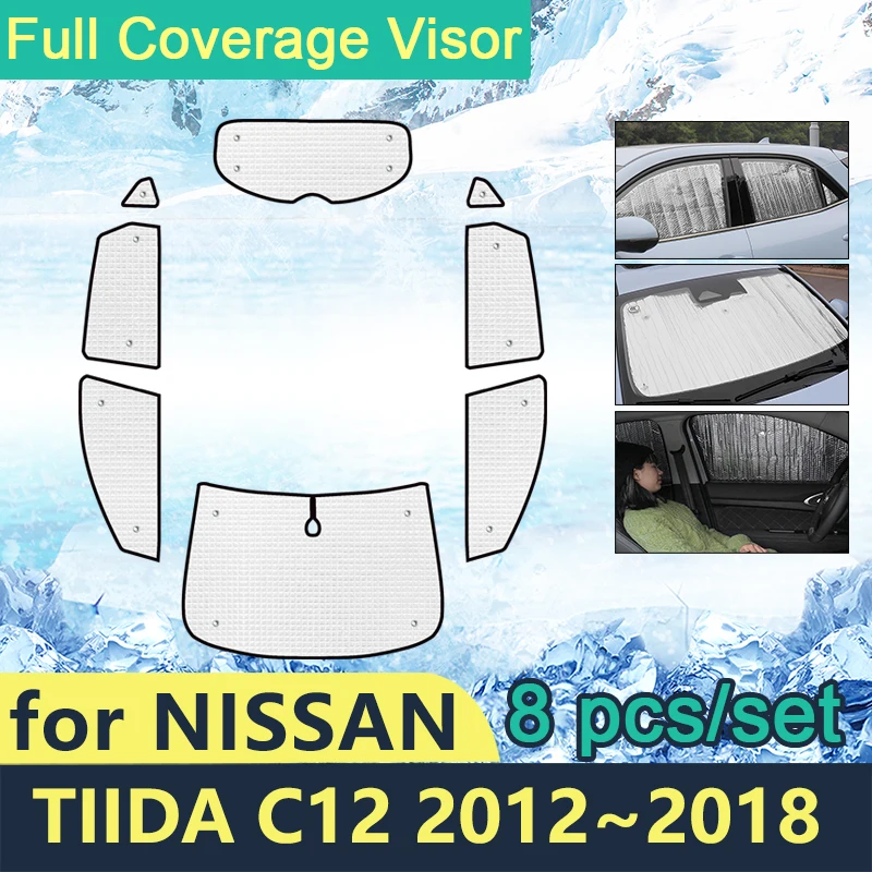 

Full Cover Sunshades For Nissan Tiida C12 2012~2018 Car Windshields Accessories Visor Side Sun Protection 2017 2016 2015 2014