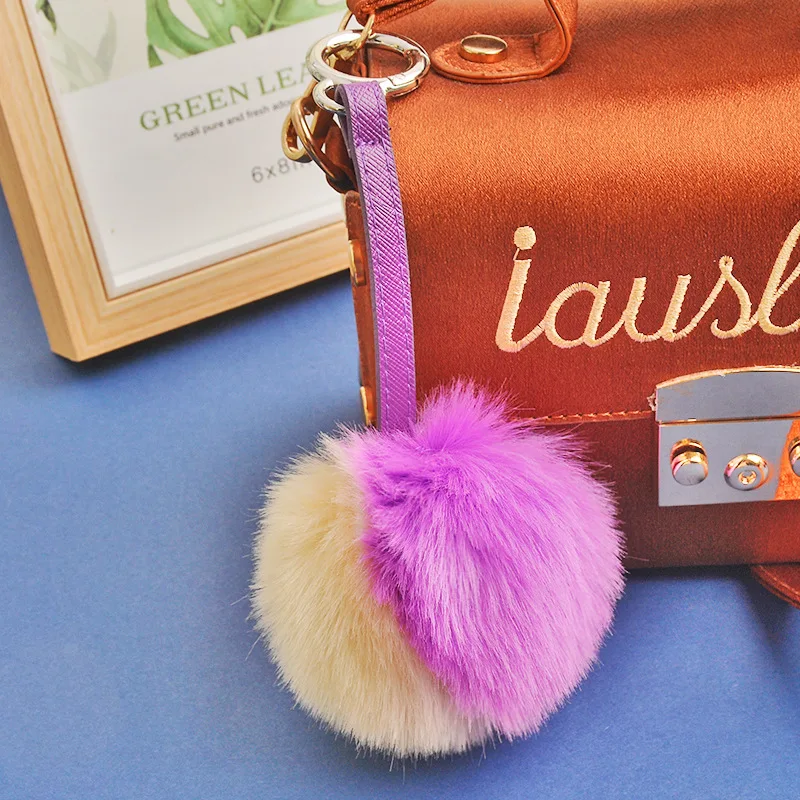 Новинка 2020 брелок с помпоном милый двухцветный шарик из искусственного