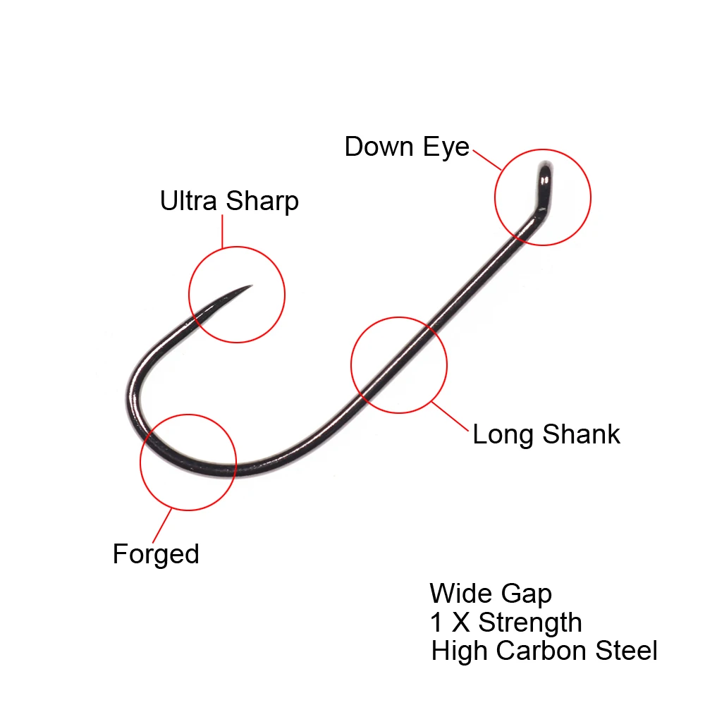 20 штук черный Никель Без Бородки стример Stonefly большой Нимфы мушек крючок из