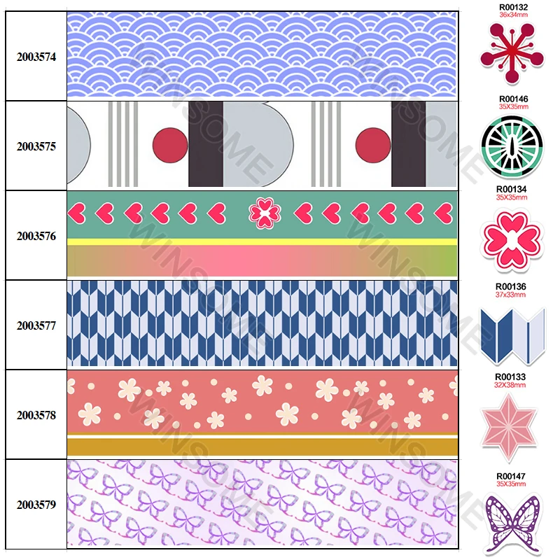 

Kimetsu No Yaiba Japanese Cartoon Background Printed Grosgrain Ribbon for hairbow accessory 10yards