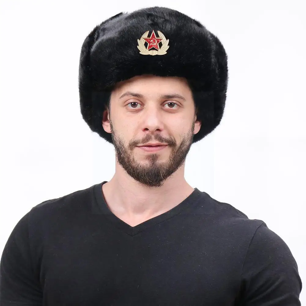 

Советский значок шапка из искусственной кожи водонепроницаемые мягкие наушники русская теплая уличная шапка с подкладкой для мужчин и жен...