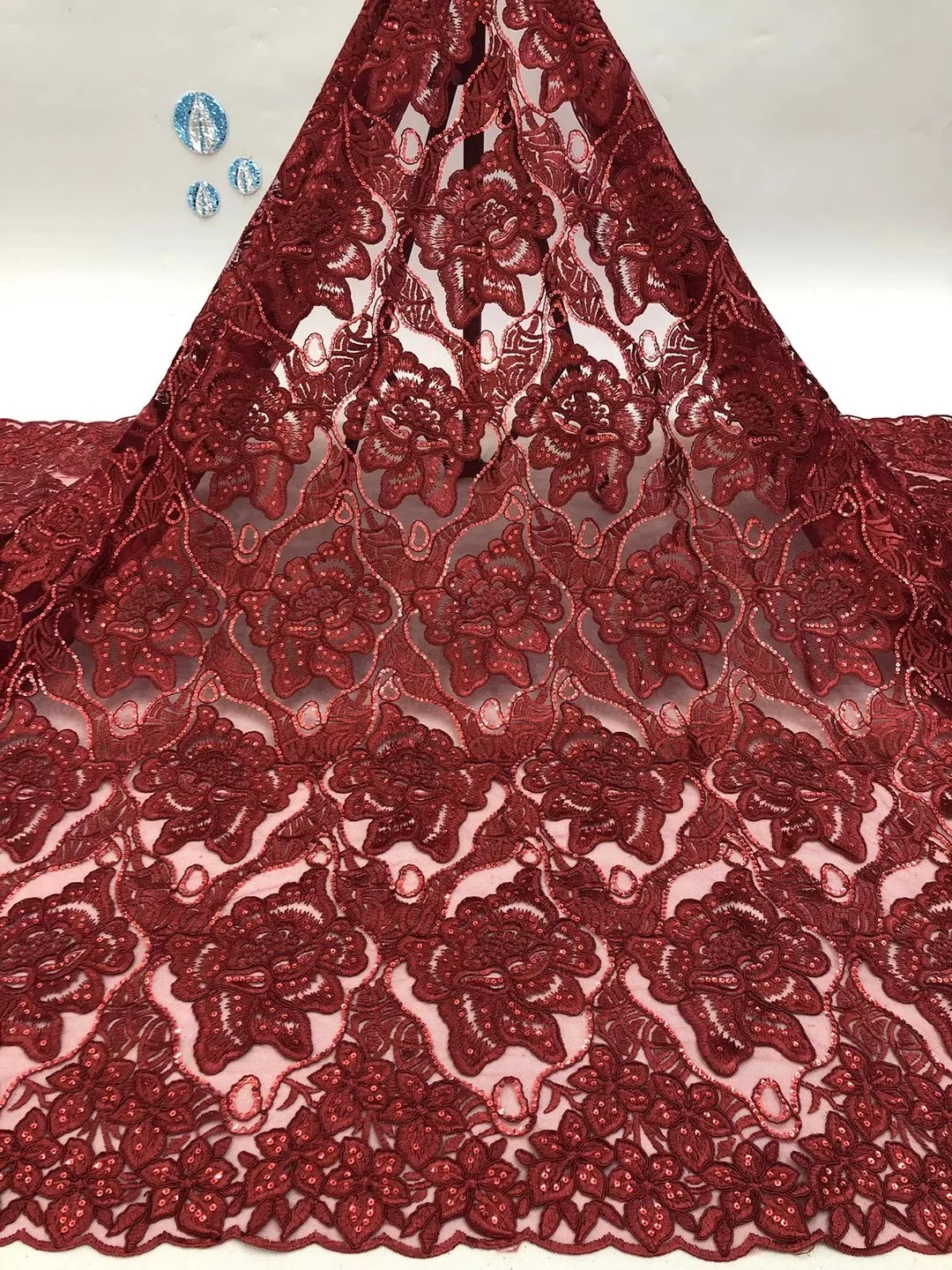 

Самые последние блестками африканский гипюр кружевная ткань с вышивкой Нигерия Тюль Кружева 5 ярдов французский сетка кружевной ткани вечерние XB4610