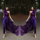 Сексуальное Фиолетовое Вечернее платье на одно плечо, комбинезон, платье, элегантный брючный костюм без рукавов, нарукавник, платье для выпускного вечера, 2021, официальное платье с бусинами