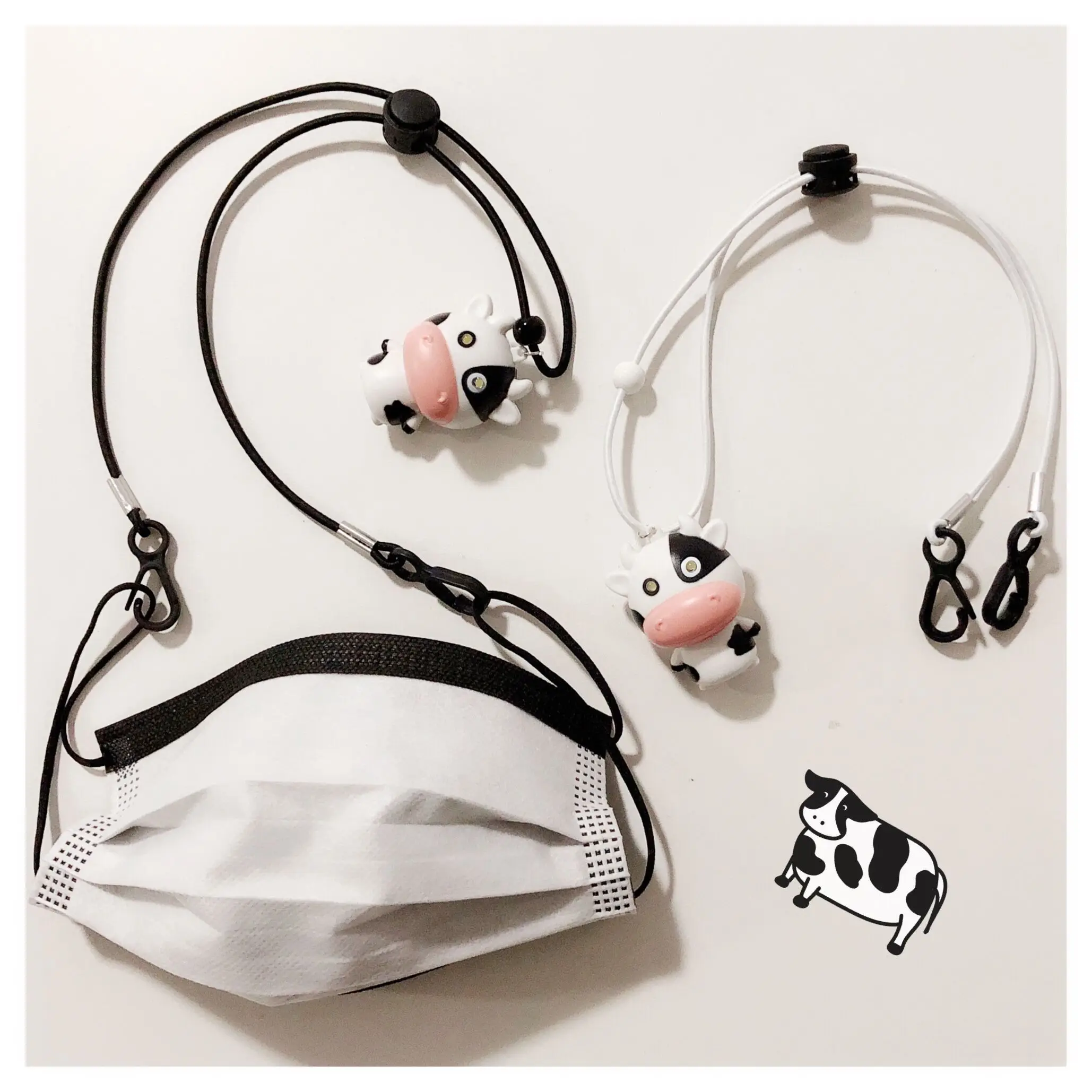 Новый креативный шнурок для очков в виде маски коровы из мультфильма черно-белый