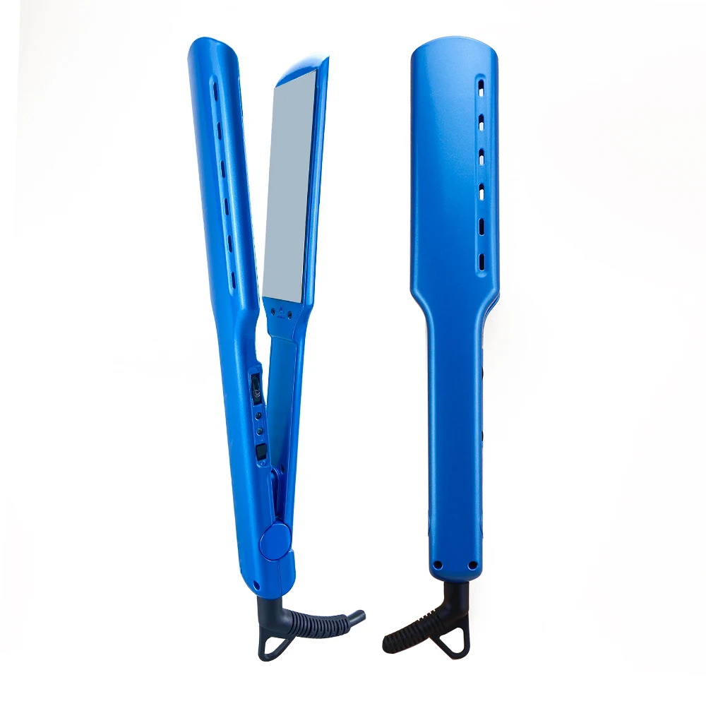 

Salon Professional MCH Wide Mirror Plate Flat Curler Styling Tools Blue Hair Straightener Dry & Wet Instant Heat Hair Care Irons