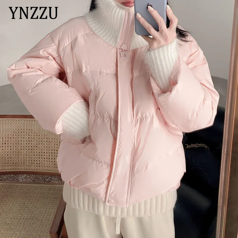 

Женская зимняя куртка на белом утином пуху, модель YNZZU 1O152 большого размера, теплая Дамская верхняя одежда, плотная однотонная модная верхня...