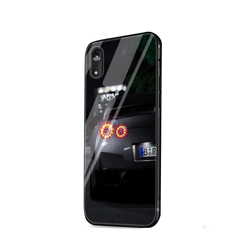 Desxz GTR SPORT CAR Tempered Glass Case for iPhone 5 5s SE 6 6s 7 8 Plus X XS Max XR Cover |