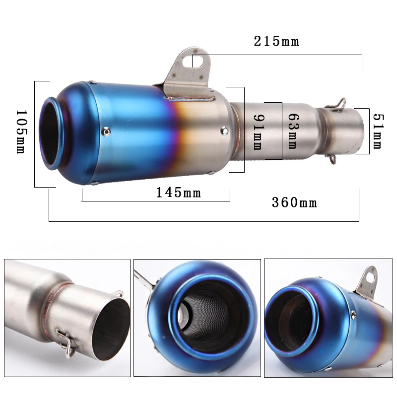 Выхлопной глушитель TKOSM для мотоцикла и скутера универсальный из нержавеющей