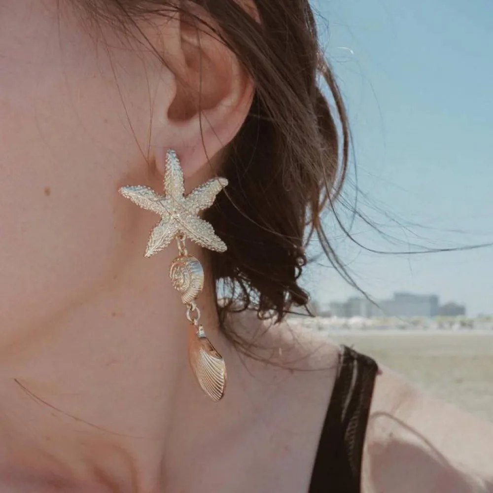 

Summer Beach Earrings Ocean Starfish Shell Shape Metal Drop Dangle Earrings for Women Sandy Beach Party Earring 2021Trend Jewelr