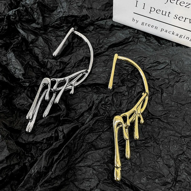 

Melting Wax Shape Design Sense Ear Hook Drop Ear Pinna Clip Ins Cold Wind Concave Shape Earring Ear Clip Female