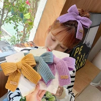 autumn winter hair clips bow wool hairpin cute color hair accessories knitted top clip large spring clip solid women accesorios