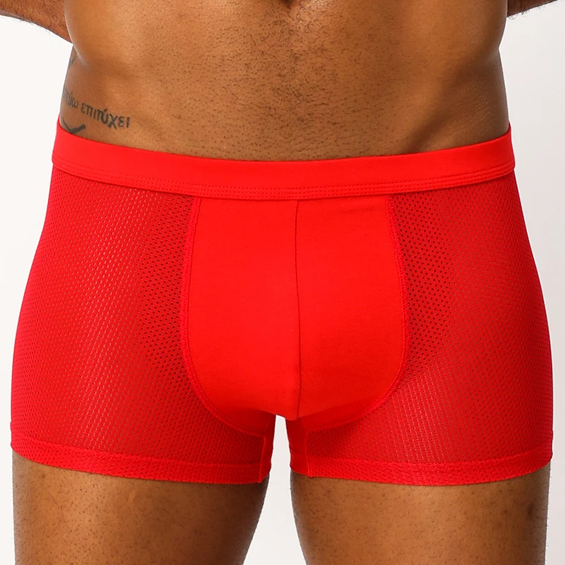Mesh Boxer Men Underwear Breathable Hole Cuecas Masculina Man Boxers Underpants Boxershorts Homme Cotton Boxershorts Cueca