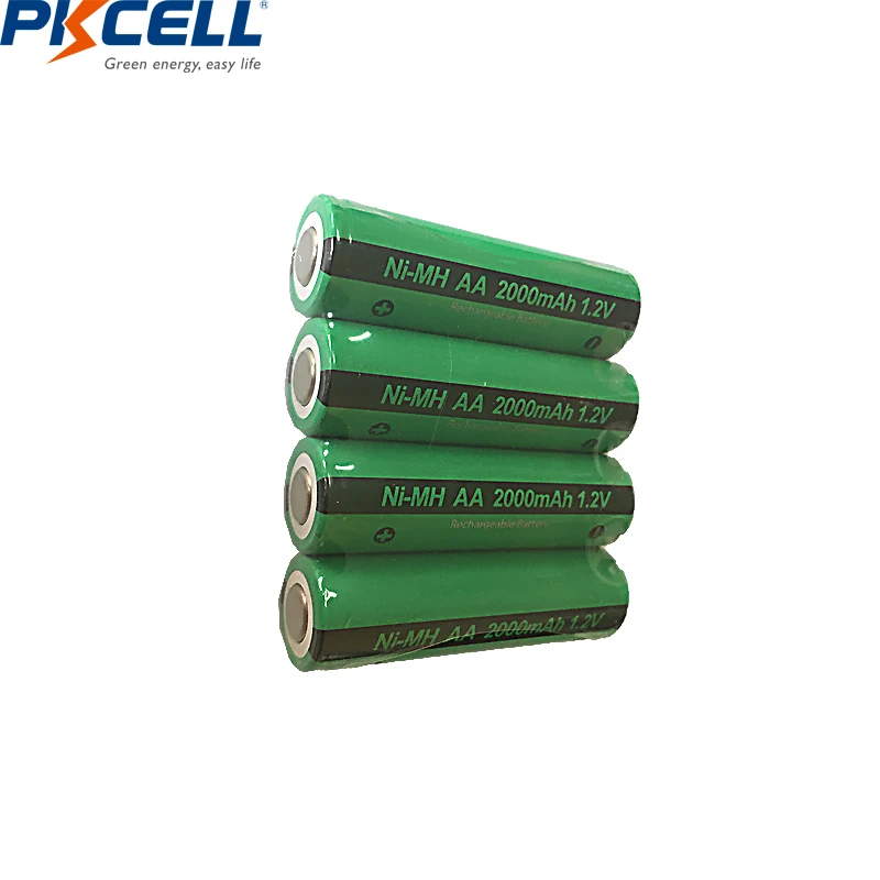 

4Pcs PKCELL AA Rechargeable Batteries Ni-MH 2000mAh 1.2V NiMH Industries Battery Bateria Flat Top