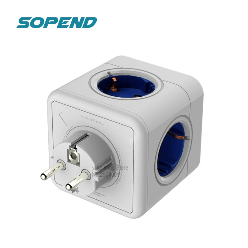 

Sopend Strip Plug USB Power Strip Smart Powercube Thief Tee Socket Travel Adapter Outlet Multiple European Terminal Cube Charger