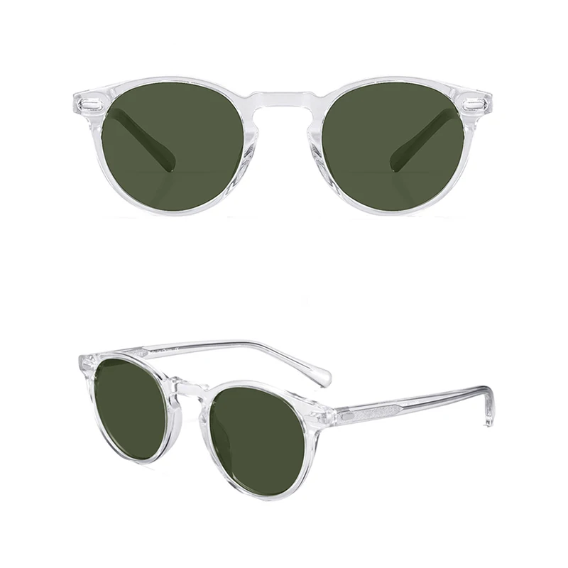 clear-green Gregory Peck солнцезащитные очки в стиле ретро, круглые оправа OV5186 Для Мужчин Поляризованные Винтаж очки Для женщин очки для вождения автомобиля свет ацетатные очки круглые очки - Цвет линз: clear-green