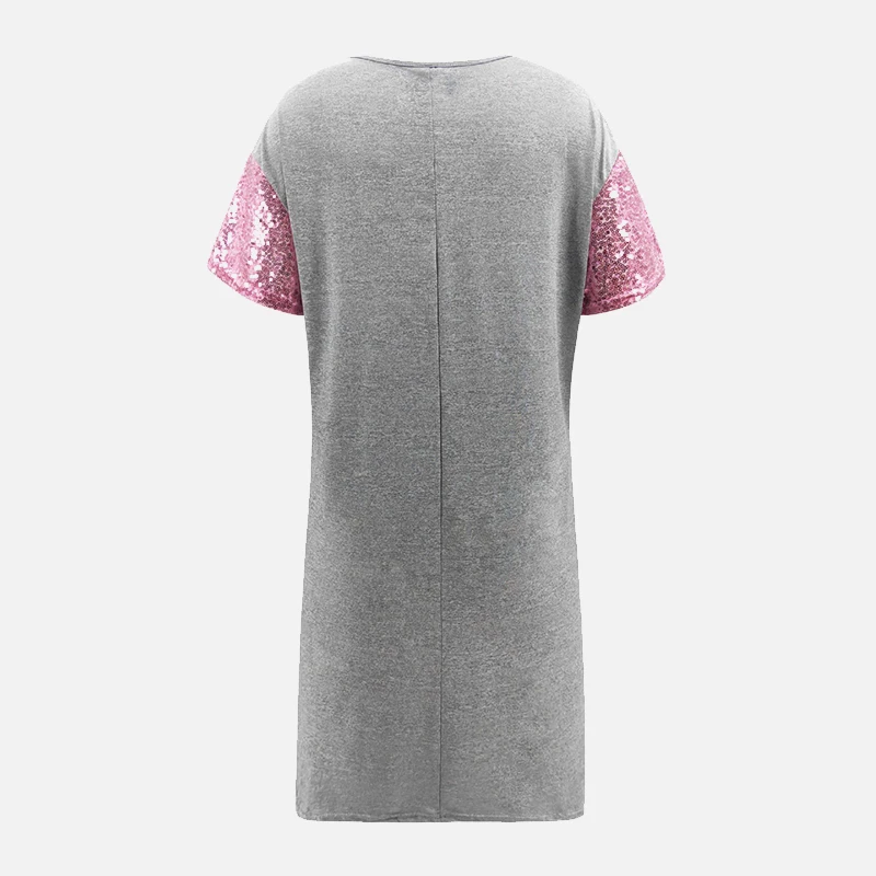 Summer shiny combined women mini dress straight O neck short sleeve Vestido Mujer 2020 Spring Fashion Casual chic dresses for | Женская