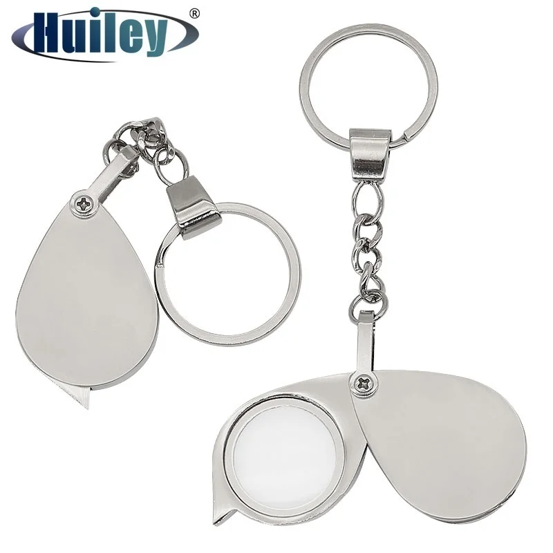Складной карманный 8X брелок лупа Цинковый ключ из металлического сплава цепная