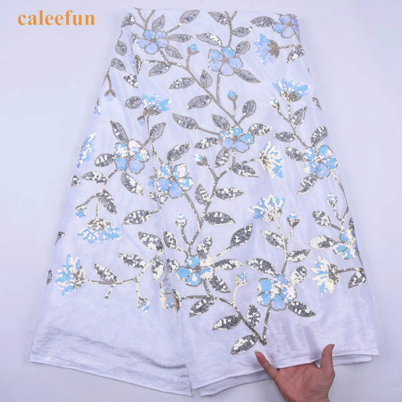 

White African Velvet Lace Fabric 2020 High Quality French Sequins Net Lace Fabric For Dresses Nigerian Sequins Lace Y2082