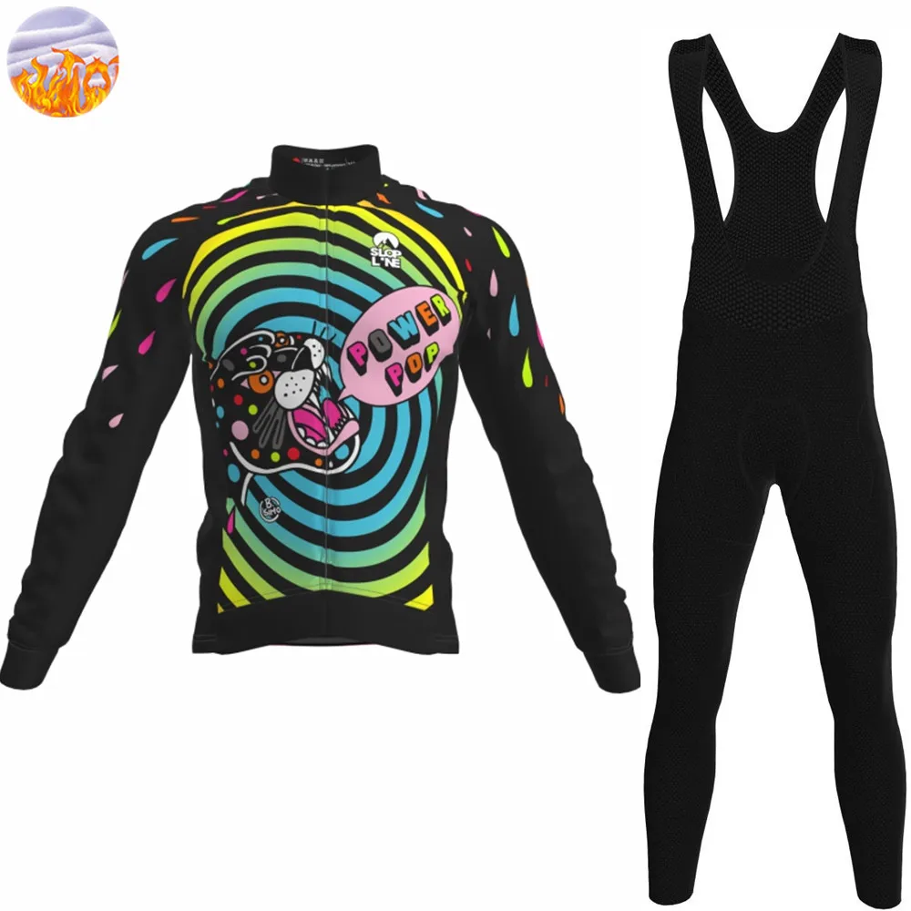 

Slopline Panther Designer Cycling Jersey Set Winter Hombre Cycling Set Clothes Thermal Fleece Riding Cold Plus velvet Resistance
