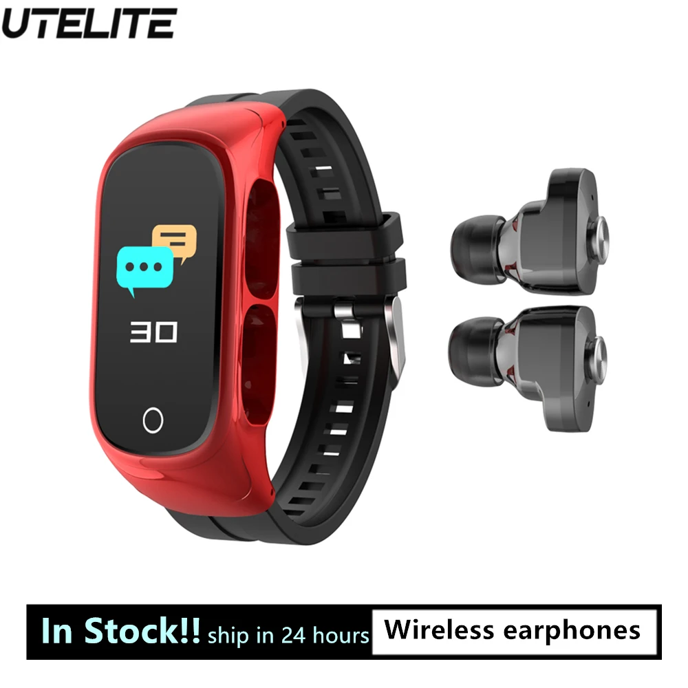 Умные часы UTELITE N8 с беспроводными наушниками TWS Bluetooth 5 0 гарнитура вызовом IP67