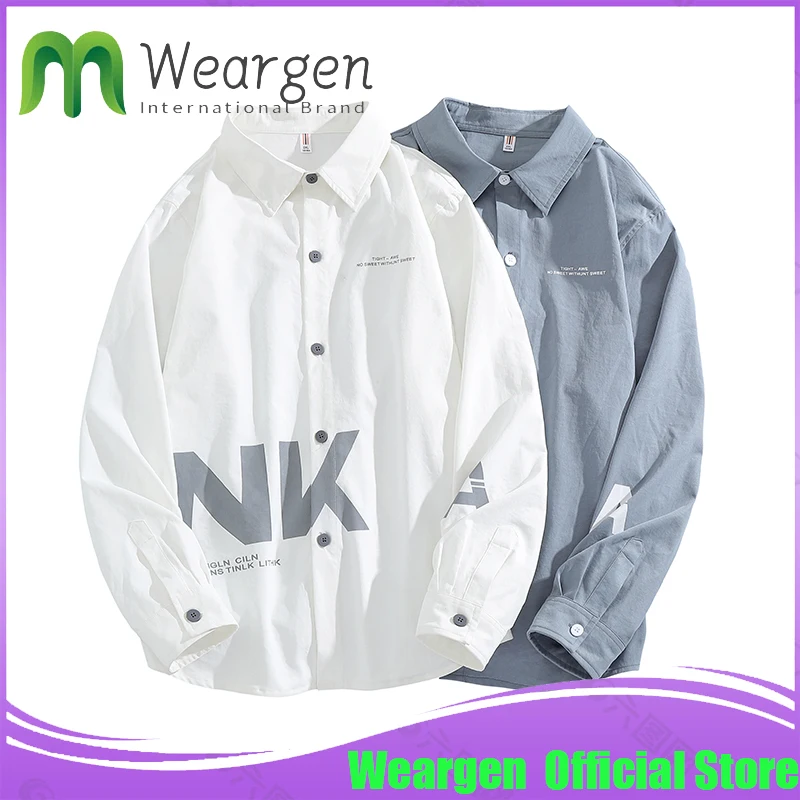 

Рубашка Weargen мужская с принтом в стиле Харадзюку, блуза в Корейском стиле, винтажная одежда, уличная одежда, G61