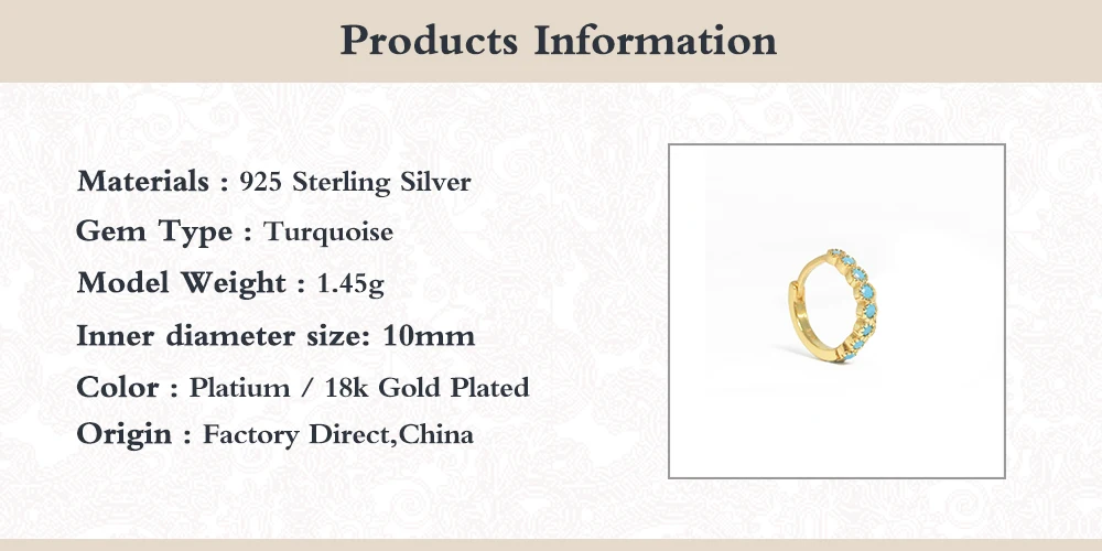 Горячая Распродажа серьги кольца из стерлингового серебра 925 пробы с бирюзой