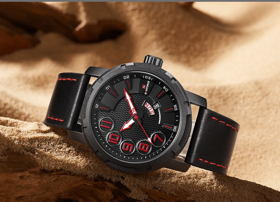 NAVIFORCE Лидирующий бренд мужские спортивные часы мужские Уникальные Роскошные Кварцевые часы с датой мужские кожаные армейские военные водонепроницаемые наручные часы