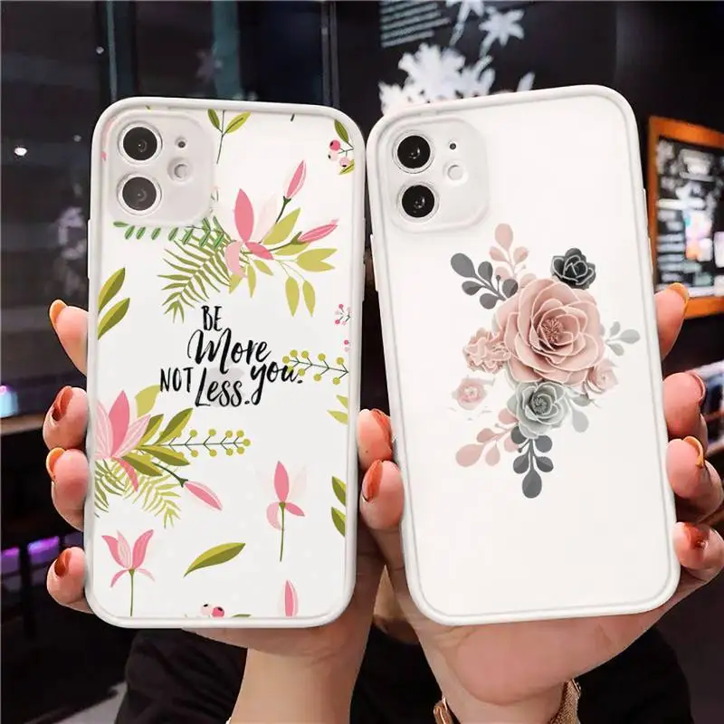 

flower Phone Case Matte Transparent for iPhone 7 8 11 12 s mini pro X XS XR MAX Plus cover funda
