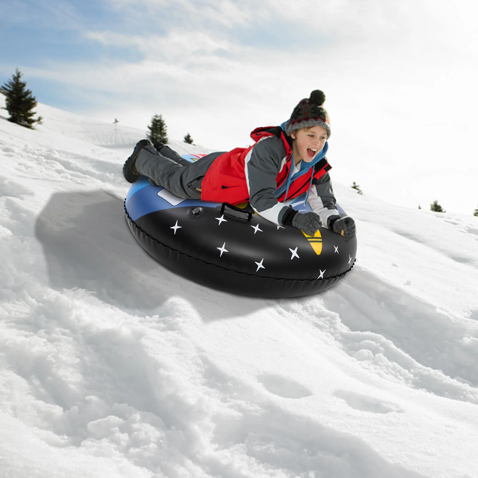 

47 inch Large Snow Tube Thick Inflatable Snow Sled for Adults