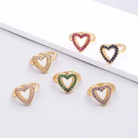 fashion sweet heart shaped zirconia rings gold color valentines day engagement for women simplicity ring jewelry gifts