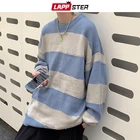 Мужской полосатый вязаный свитер LAPPSTER в стиле харадзюку, 2022, мужские винтажные пуловеры оверсайз в стиле пэчворк, корейские модные свитера Y2k