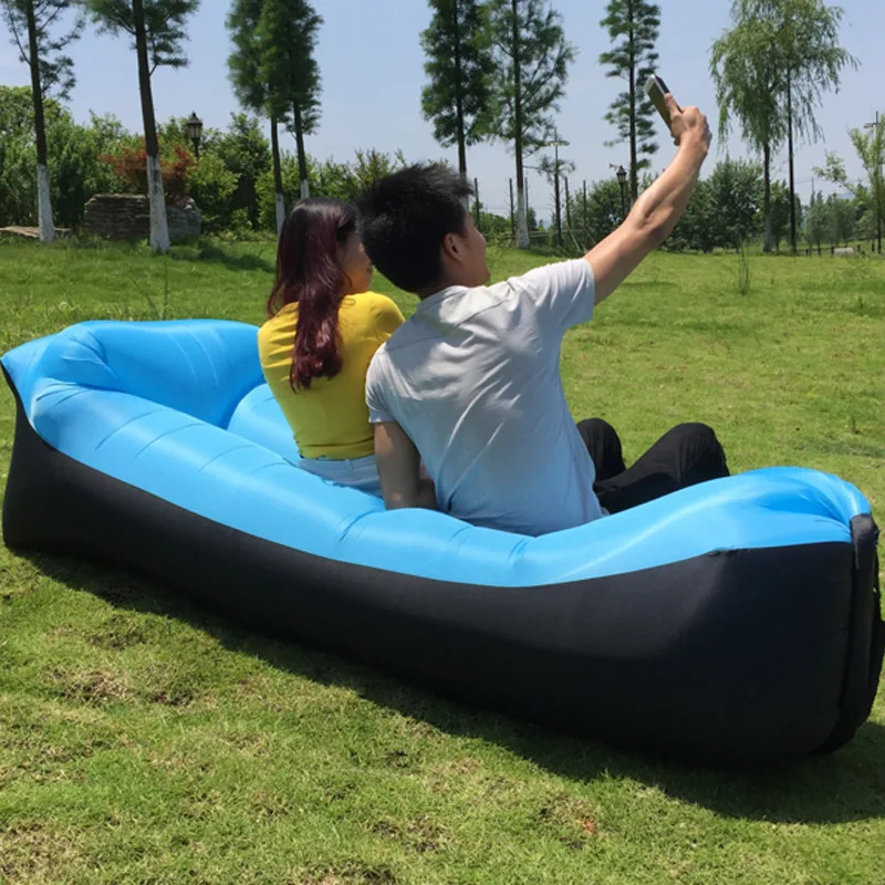 Lazy Pillow Waterproof Inflatable Sofa Portable outdoor beach air sofa bed Sleeping bag Oxford cloth 240*70cm | Мебель