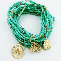 7pcsset new boho jewelry tree of life bracelets bangles for women korean good multicolor multilayer bead bracelet for woman