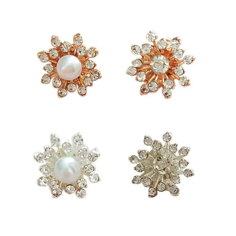 

10Pcs/Set 17MM Rhinestone Faux Pearl Snowflake Buttons Flatback Hairpin Decoration DIY Craft Apparel Sewing Accessories