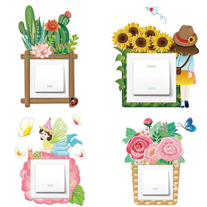 

Nieuwe Cartoon Dier Eenhoorn Flamingo Schakelaar Cover Kamer Decor 3D Siliconen On-Off Sticker Schakelaar Outlet Muur Sticker