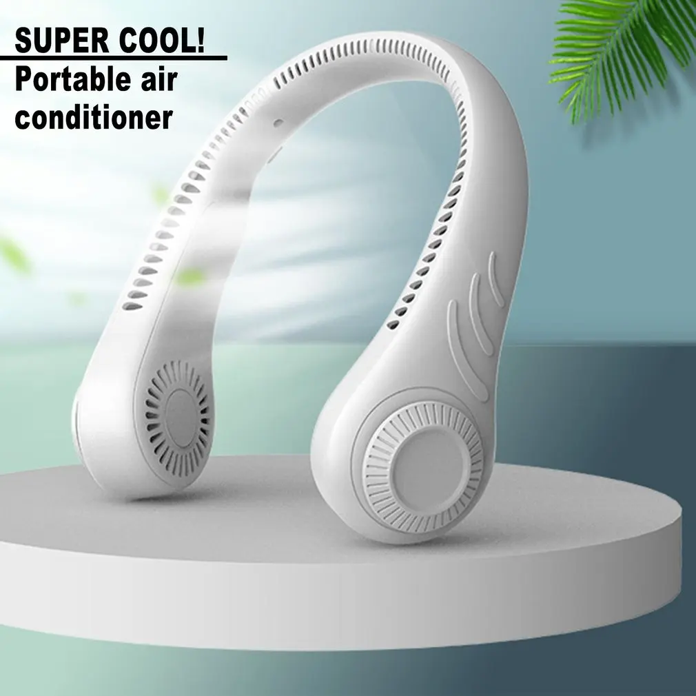 

Portable Leafless Hanging Neck Fan,360 Degree Lazy Neckband Fan 78 Surround Air Outlets USB 4000Mah Rechargeable neck fan