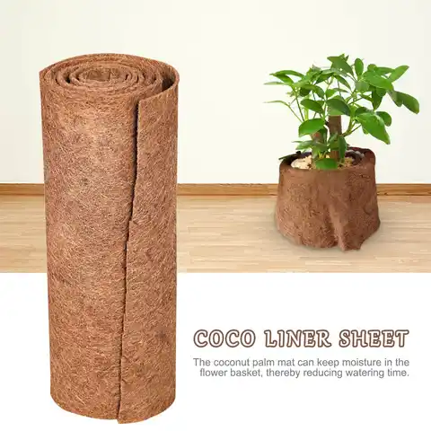 Кокосовый мат натуральный 100*25 см кокосовый вкладыш, нескользящий коврик для садовых растений, кокосовый рулон пальмы, натуральный кокосовы...