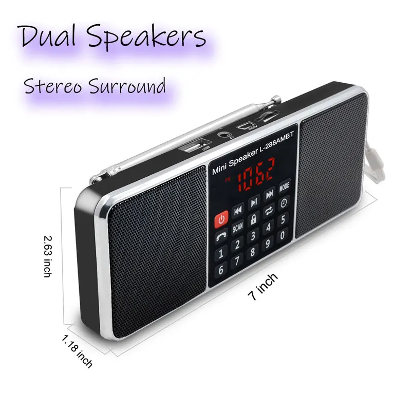 Светодиодный ная Беспроводная Bluetooth-колонка FM/AM радио стереоколонка TFCard USB-диск