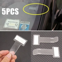 5pcsset car auto fastener clip parking ticket permit holder clip sticker windscreen window timing documents folder transparent