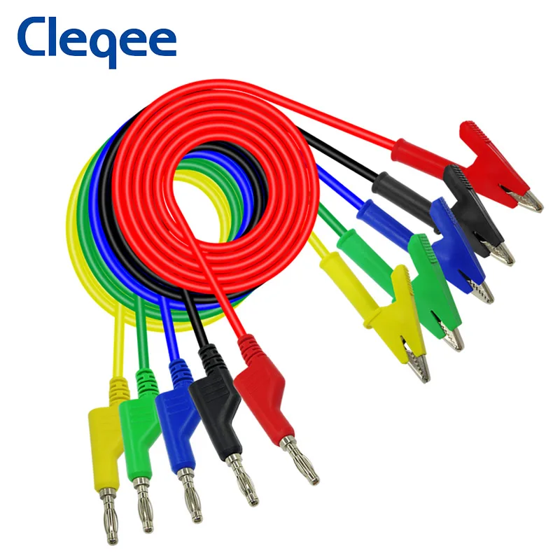 Cleqee P1037 5 шт. штекер типа банан 4 мм зажим крокодил комплект тестовых проводов