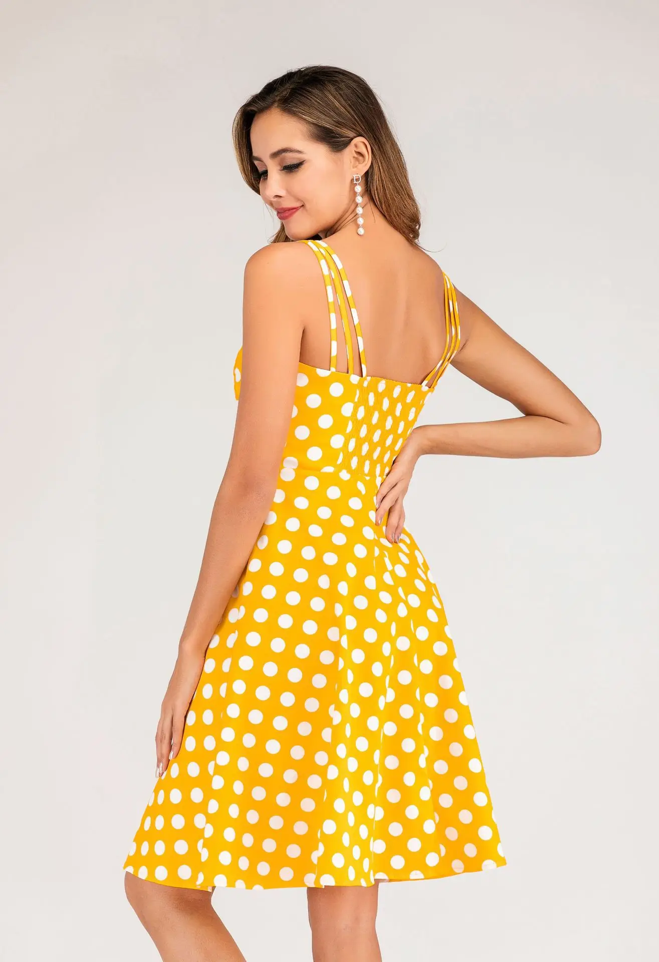 2021 женское летнее платье с оборками в горошек сексуальное для крупных полных