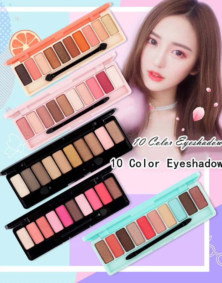 10 цветов Палитра теней для век матовые блестящие тени алмазные мерцающие
