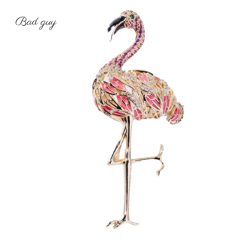 

Zircon Enamel Brooch Pin for Women's Flamingo Shape Gem Brooch Jewelry Clothes Scarf Buckle Garment Accessories Fine Jewelry
