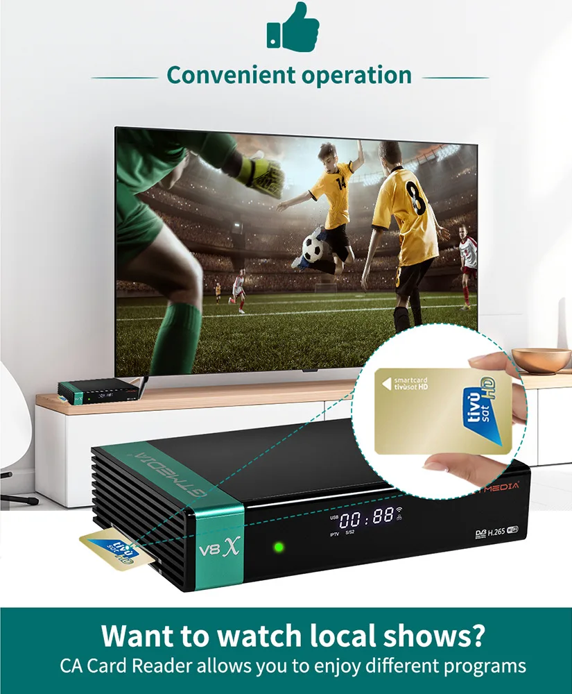 Спутниковый ресивер GTMedia V8X Bult-in WiFi со слотом для карт CA Обновление H.265 DVB-S2/S2X с