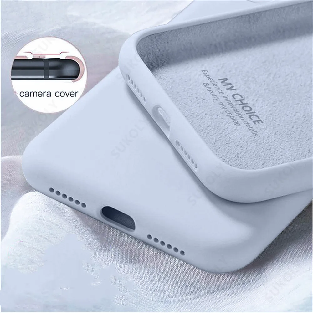 

Luxury Liquid Silicone Case on For iPhone 13 11 12 Pro Max SE 2 2020 XS Max XR X 7 8 6 6S Plus Cover Soft Camera Protection Case