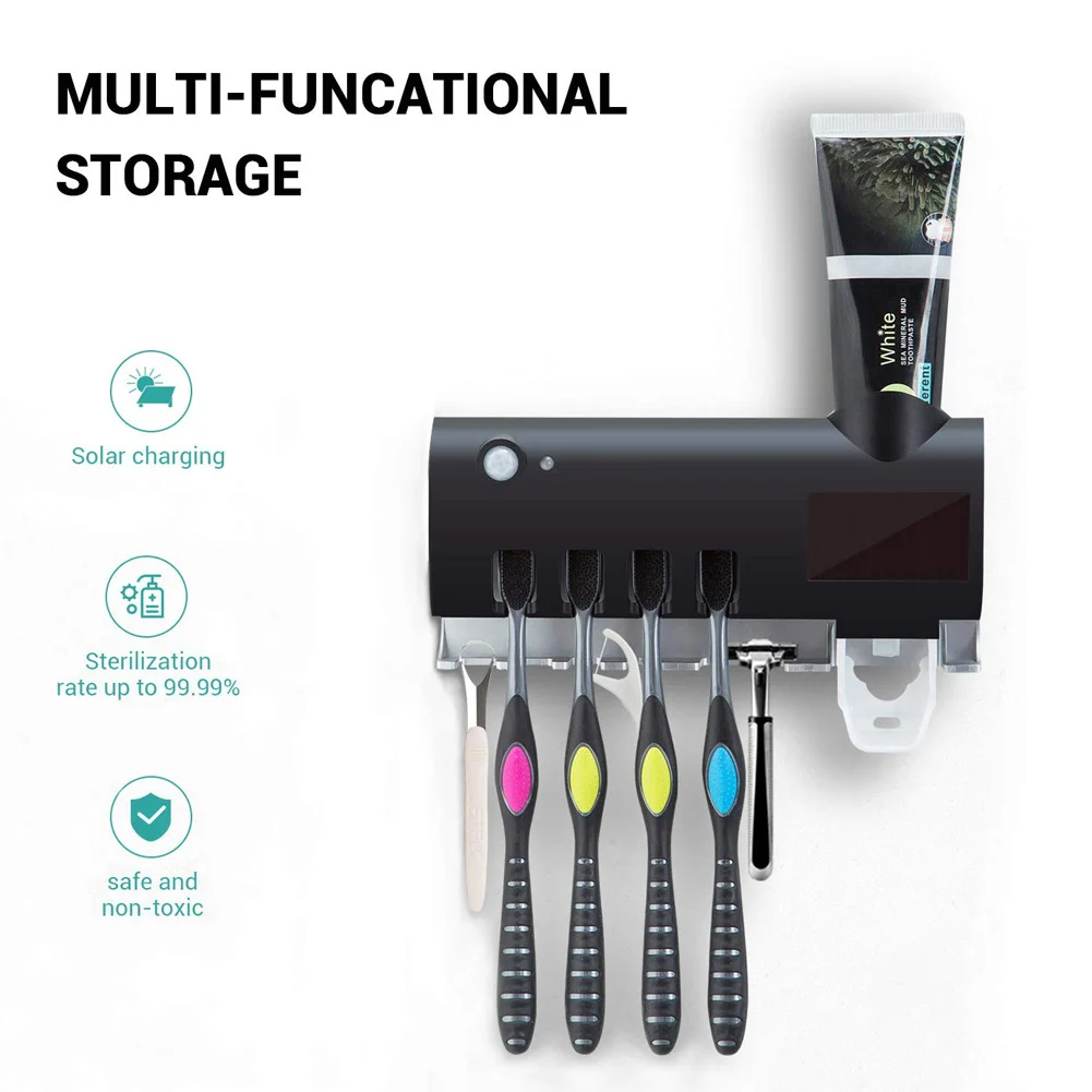 Солнечный Мощность уфл дезинфицирование настенная подставка для зубных щеток